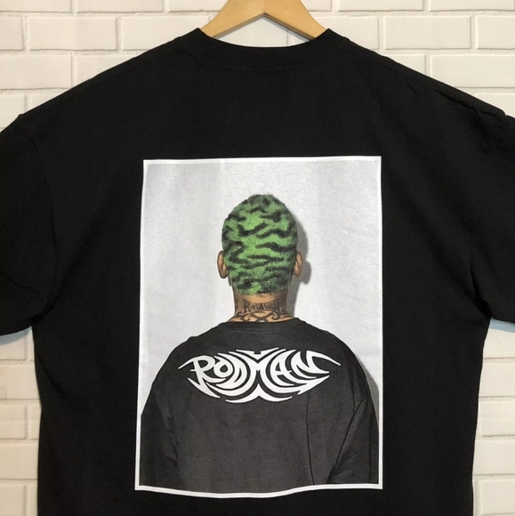 New Dennis Rodman Market Tattoos Double Sided Basketball Smiley Black Shirt 2XL - Picture 7 of 12